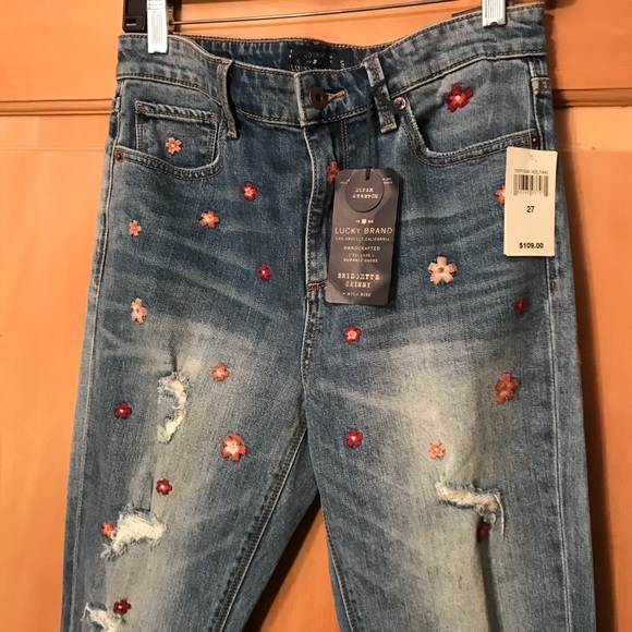 Lucky Brand Women's Bridgette Skinny Jeans - High Rise, Embroidered Detail, Mae Ridge Wash